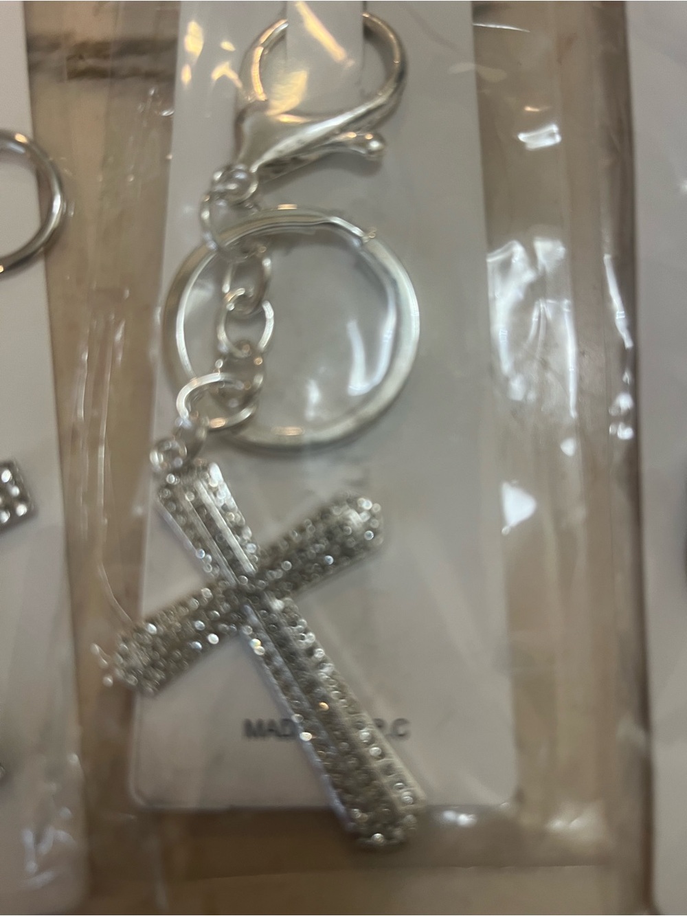 Four sparkly silver tone key chains - Picture 3 of 5